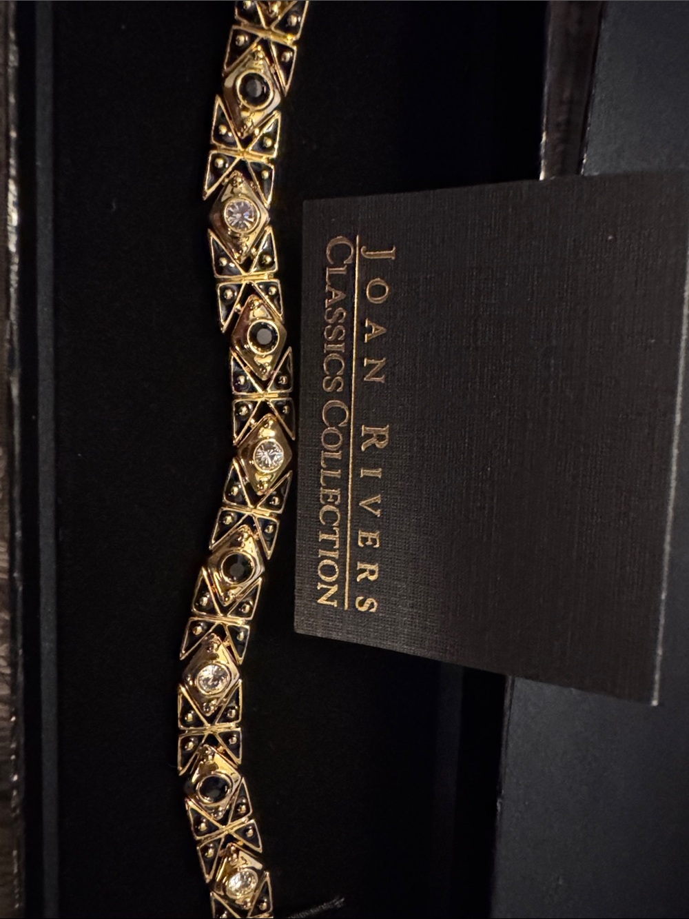 NWT Joan Rivers Gold-Tone Crystal & Black Accent Link Bracelet never worn